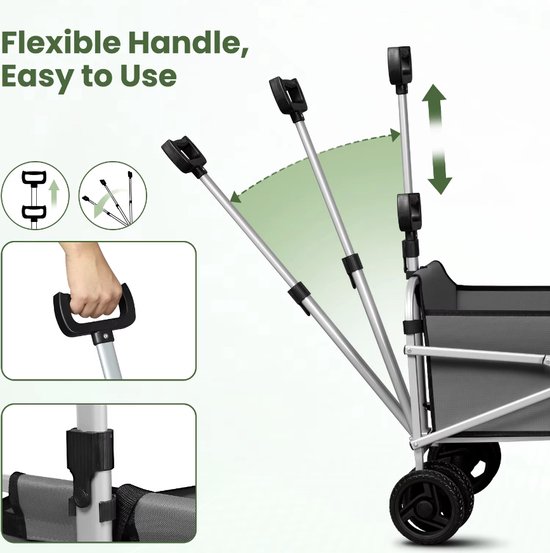 J&R Bolderkar - Bolderwagen - Handkar - Trolly - Outdoor - Opvouwbaar - Remmen - Grijs van J&R — afbeelding 5