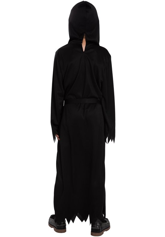 Costume D'Halloween La Faucheuse Enfant - Robe, Capuche, Faux, Lunettes Lumineuses, Gants - Déguisement Effrayant Complet