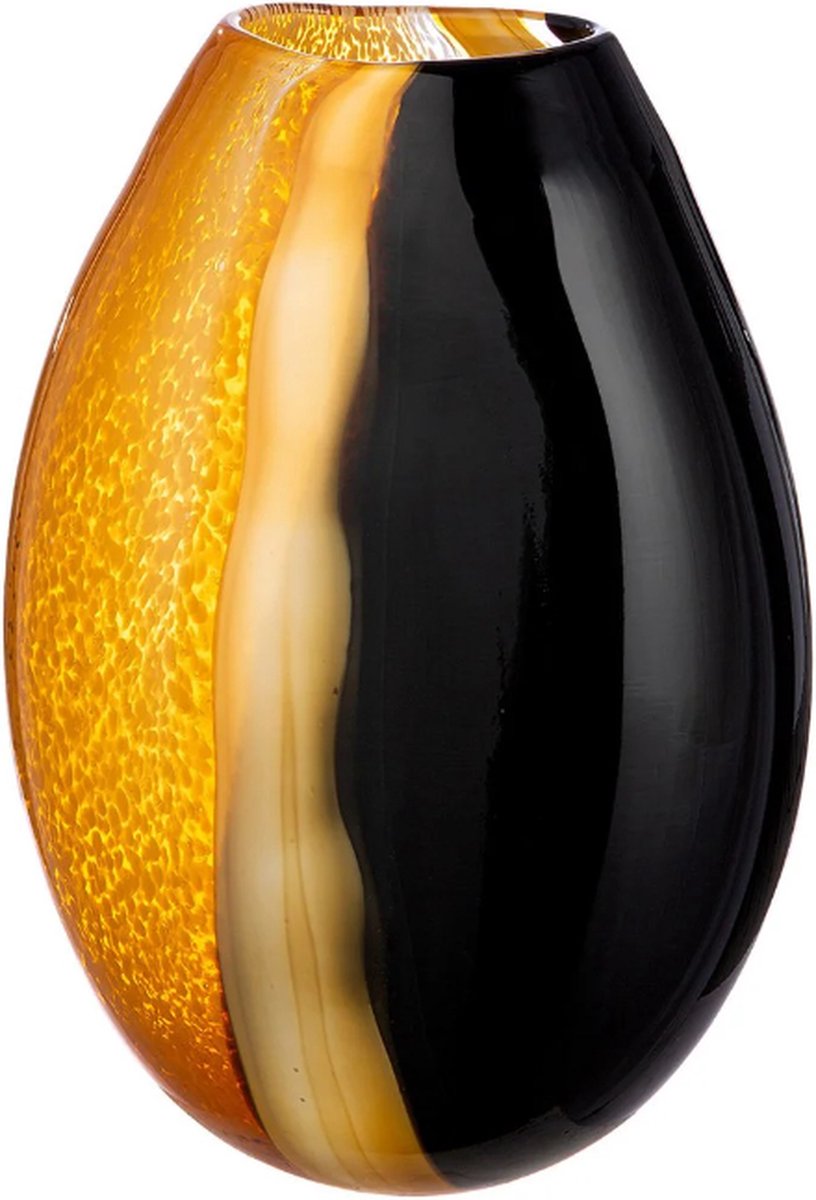 Design vaas / bloemenvaas handgeschilderd kerst geschenk bruin oranje zwart