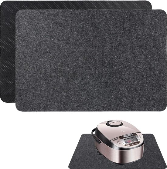 2 stuks vuurvaste onderlegger, hittebeschermingsmat, hittebeschermingsmat, brandwerende deken voor koffiezetapparaten, magnetrons, broodrooster, luchtfriteuse (30 x 45 cm, zwart)