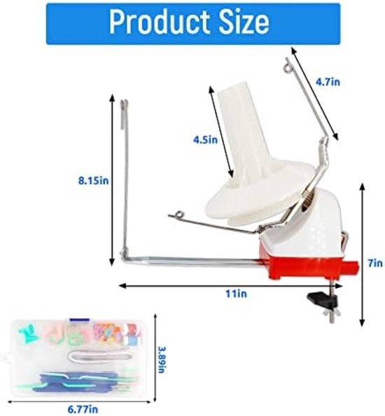 Garen Ball Winder Grote Capaciteit met Breinaalden Set, Handbediend, 10oz van La Canilla — afbeelding 2