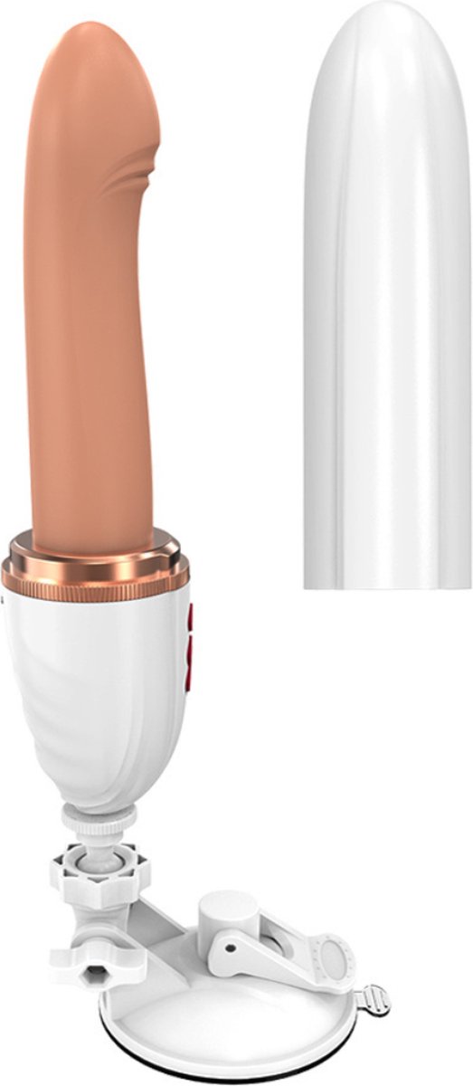 Goedkoopste Bovista Stotende Dildo - Stotende Vibrator - Bewegende Dildo - Stotende Buttplug - Voor Mannen - Thrusting Dildo - Verwarmde Dildo - Wit