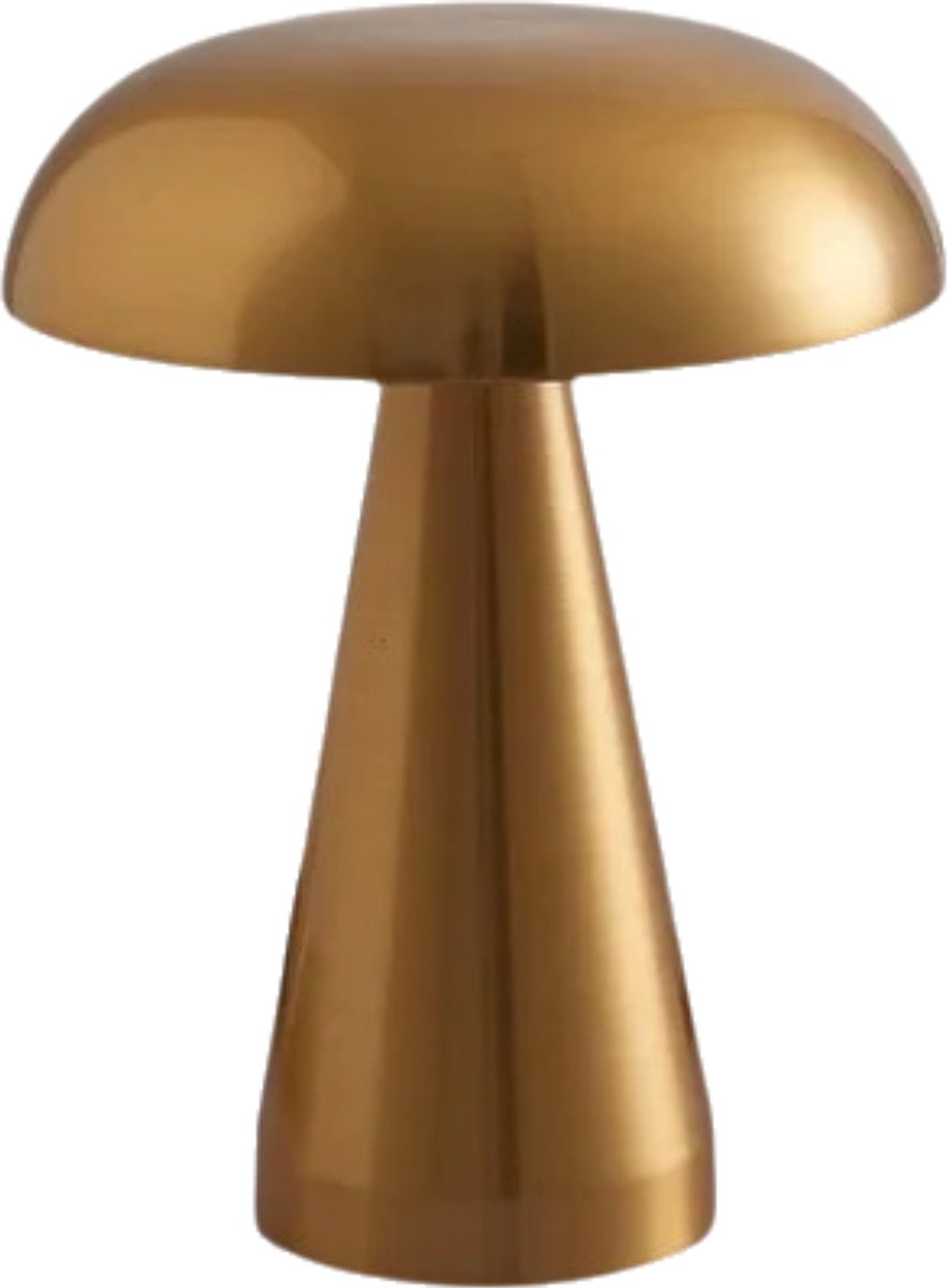 Bureaulamp - goud - USB-oplaadbaar - tafellamp - kantoorlamp - mushroom lamp - slaapkamer - paddenstoel - touch lamp