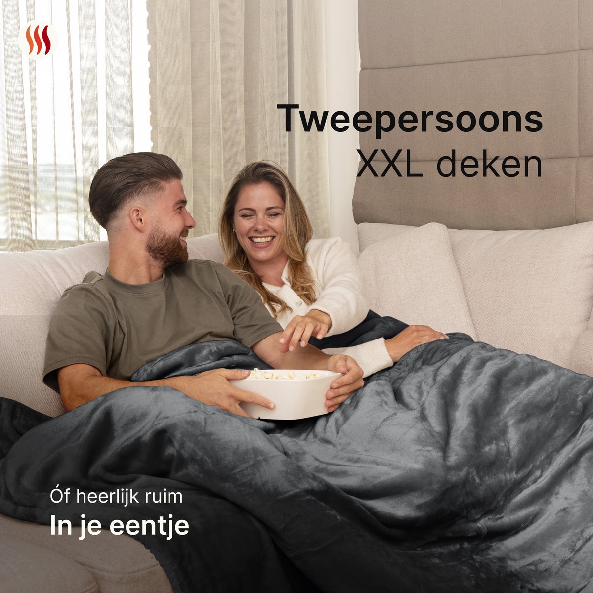 Afbeelding 3 van Seranova Elektrische Deken XXL - Extra Warmtedraden - Premium Model - 180x160 cm - 2 persoons Warmtedeken - Dubbelzijdig Fleece Sherpa - Antraciet
