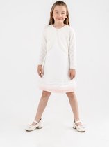 Minora Cardigan tricoté pour fille – Bolero avec fermeture boutonnée – Col rond – Manches longues – Corps court – Occasions quotidiennes et spéciales – Mode fille – Robe de soirée – Wit avec cœur – 9/10 ans – Cadeaux Sinterklaas