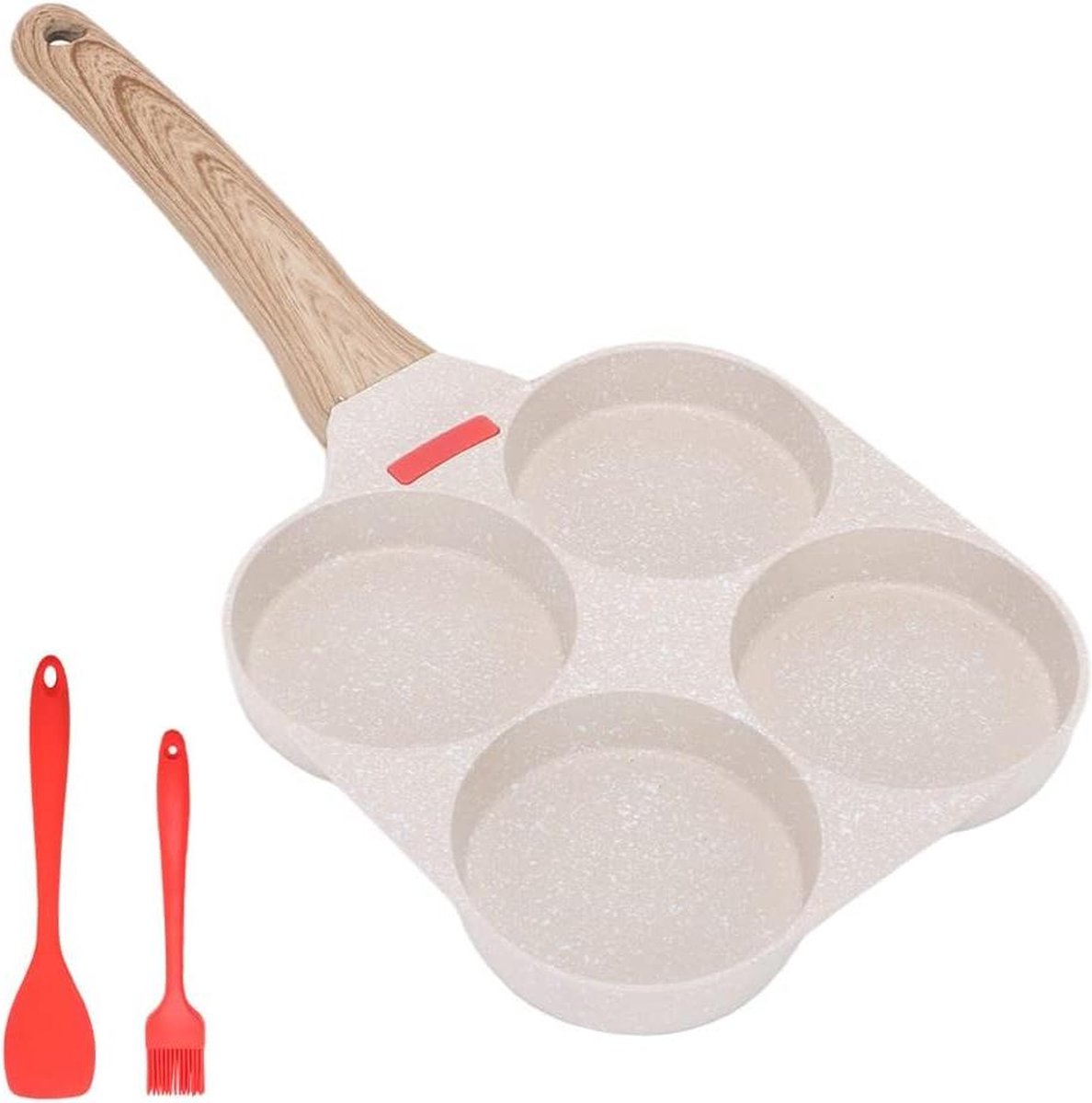 Pannenkoekenpan Eierpocheerpannen 4 Cups Aluminium Alle Soorten Keukens en Inductie Kookplaten Wit Grote Maat