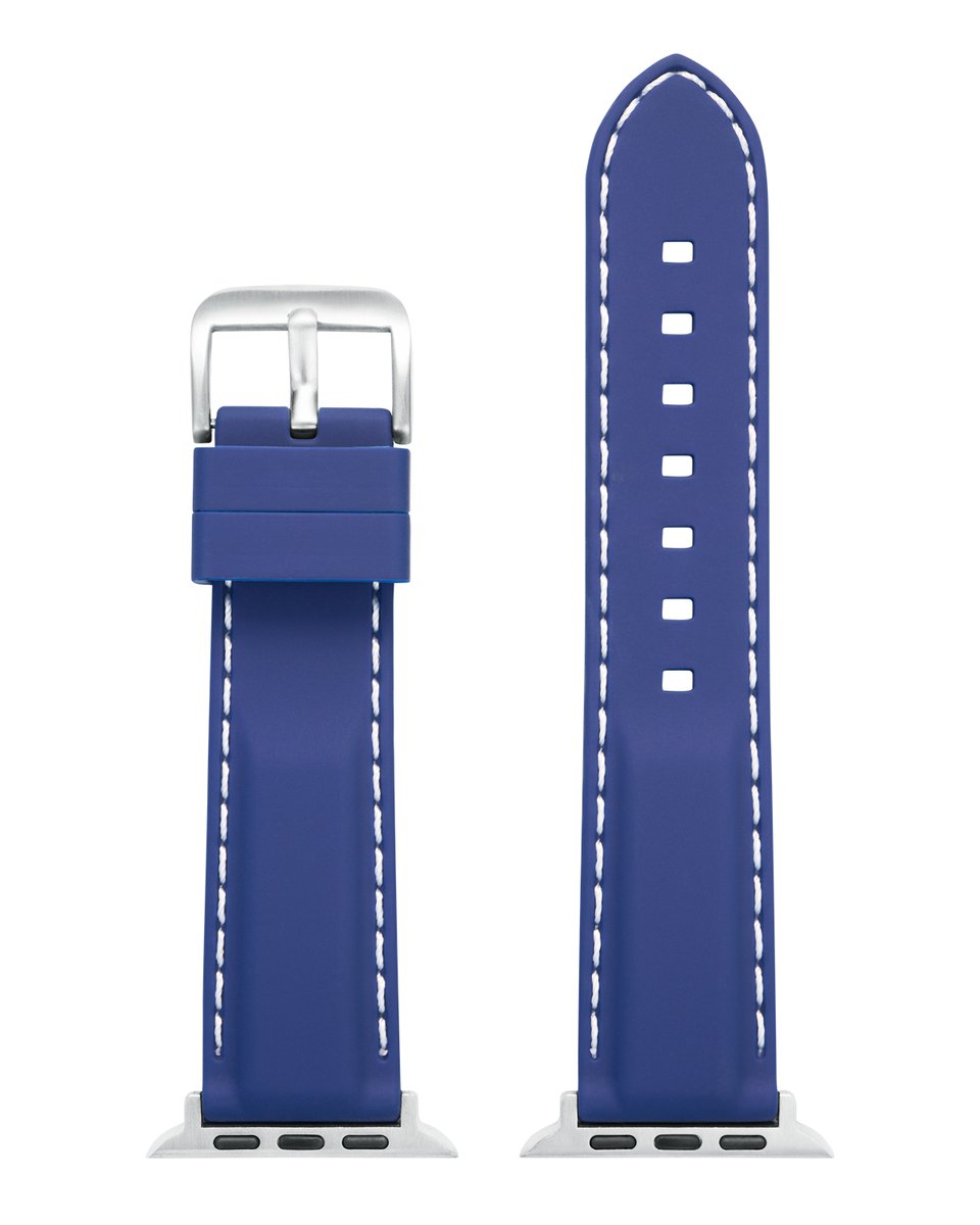 EULIT siliconen horlogeband geschikt voor Apple Watch 42/44/45/46 maat - Serie 1/2/3/4/5/6/7/8/9/10 + SE - silicon sport smart - 22 mm - blauw - edelmetaal gesp mat - incl. adapter