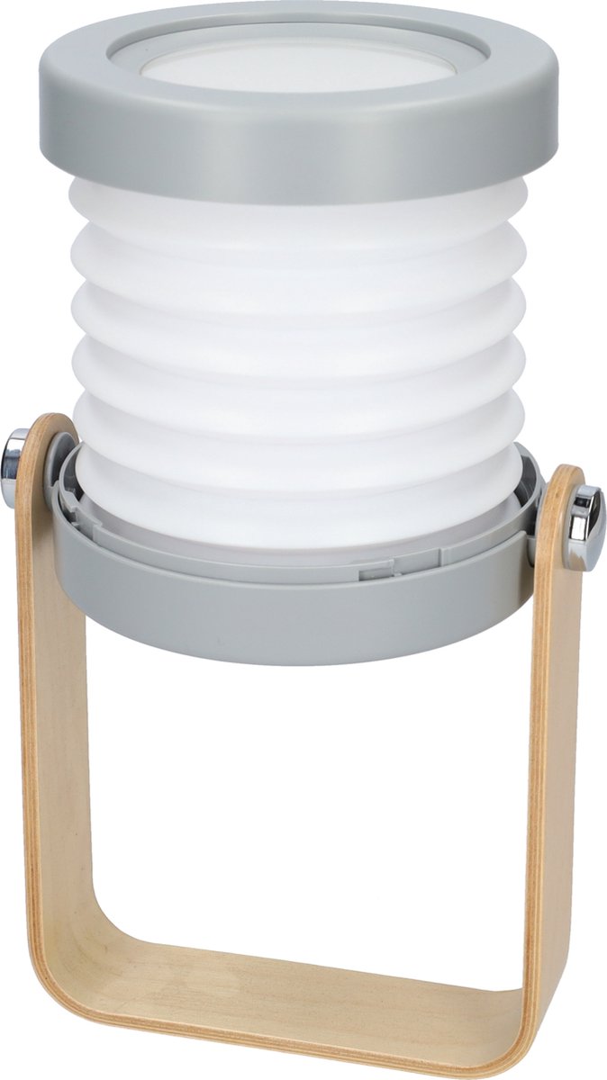 LED lantaarn - Binnen- en buiten verlichting - Campinglamp - Kampeerlamp - Met houten standaard - Multifunctioneel - Uitvouwbaar en ophangbaar - USB-C oplaadbaar - Handbediening - Wit van Namiṇi — afbeelding 4