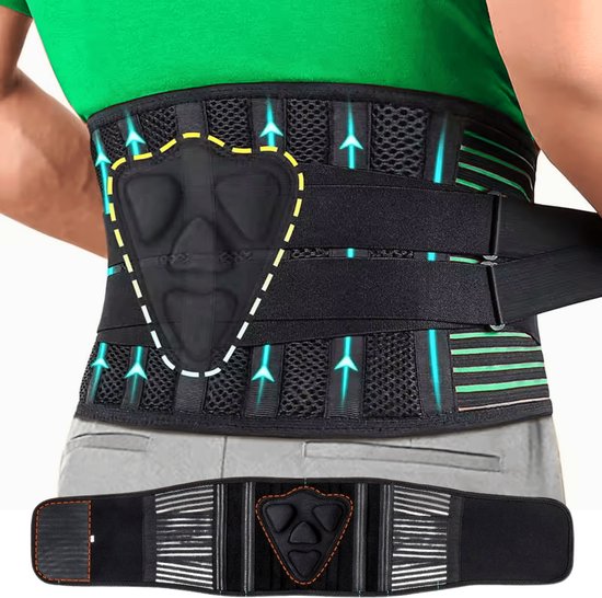 Foto: Rugbrace onderrug rugband voor onderrug orthopedische postuur corrector rug corrector voor je houding houding correctie verstelbare rugband braces fitness sport blessures herstel voor dames en heren rugband zwart maat xxl