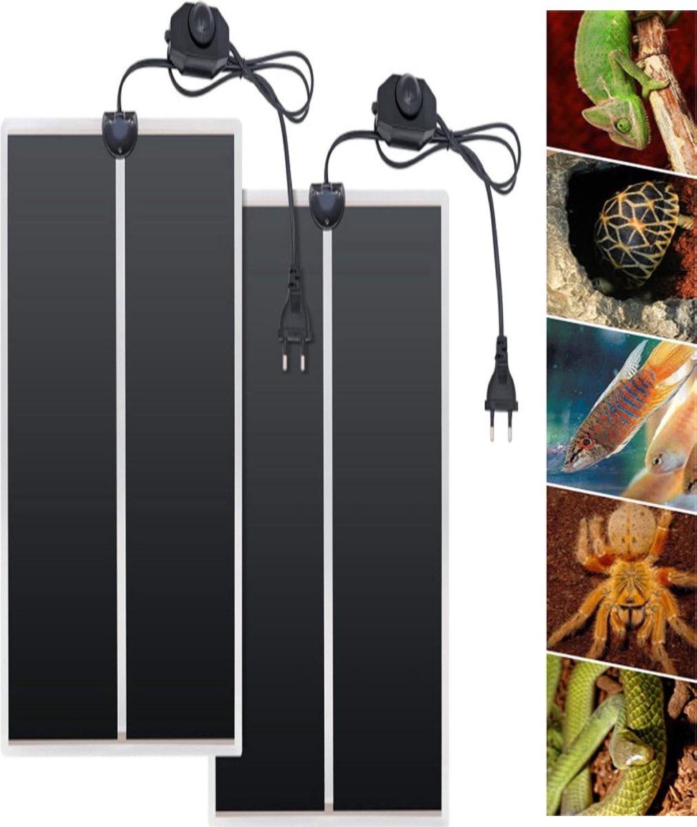 UniEgg® (2x) professioneel warmtematten 28 x 80 cm - Voordeelpak (2) - Extra voordelig- 2 stuks warmtematten - 45 Watt - met regelaar - voor kuikens - kwartels - vogels - reptielen - amfibieën