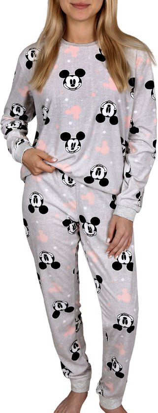 DISNEY Mickey Mouse Pyjama gris à manches longues en velours pour