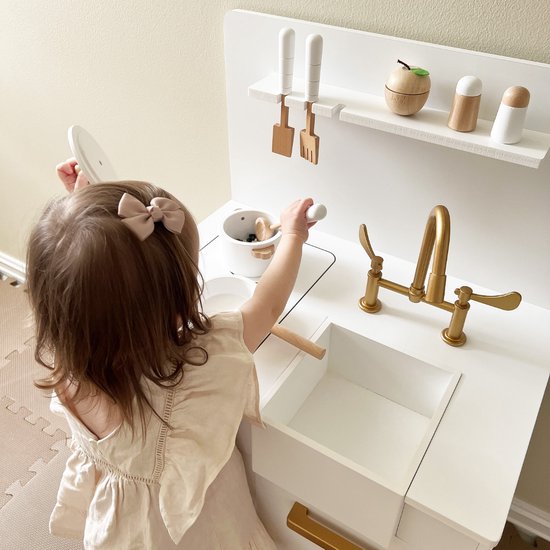 Petite Amélie Speelkeuken Wit - Kinderkeuken incl. 7 Keukenaccessoires - H 83,5 cm