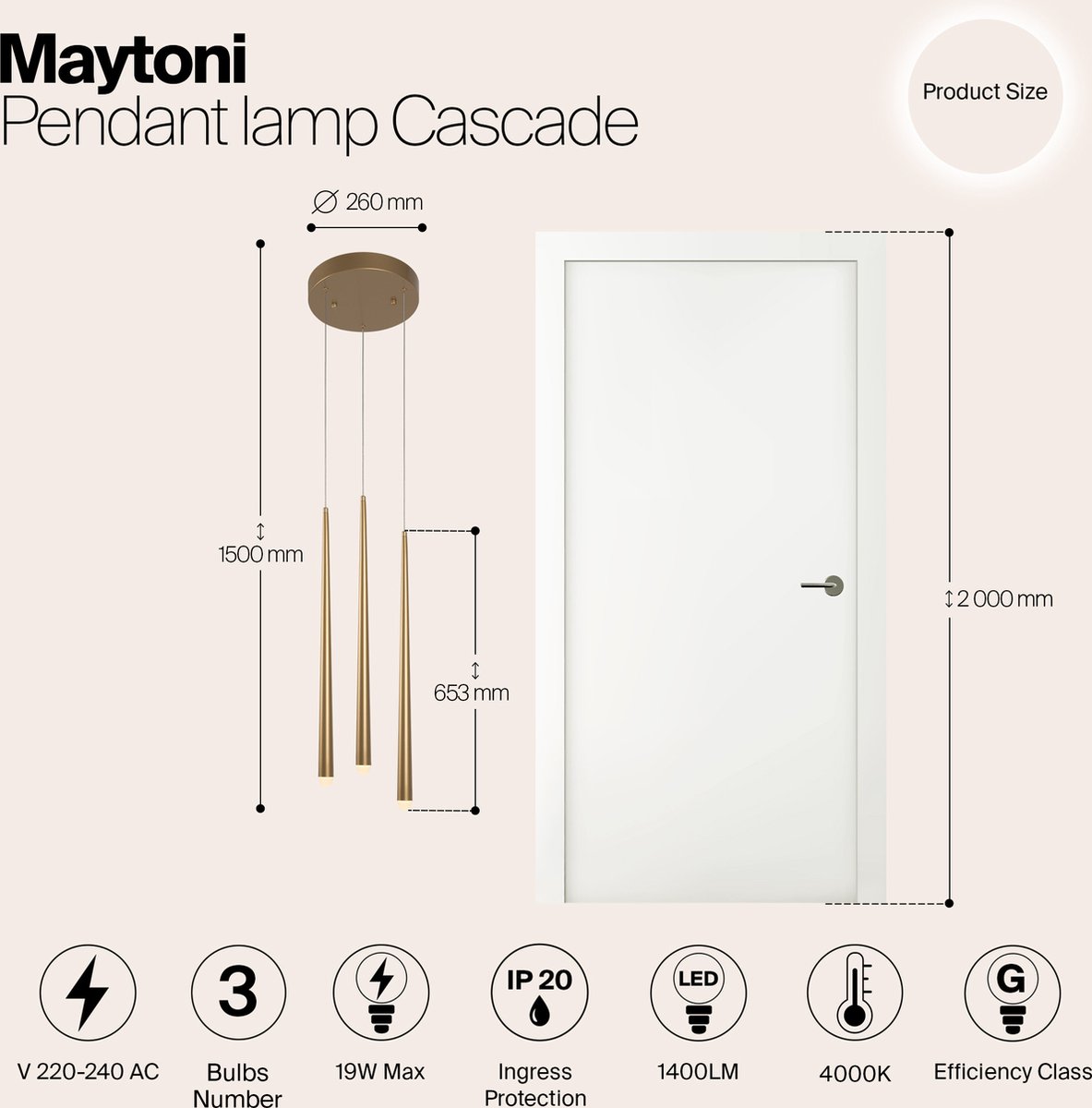 Maytoni - Hanglamp Cascade - Messing