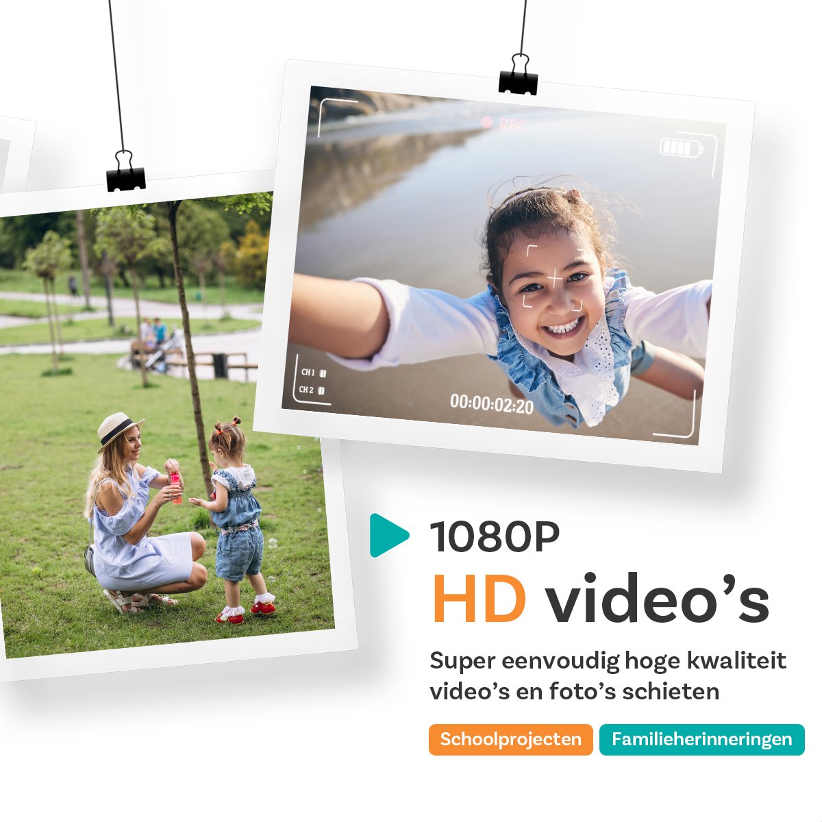 Pora&Co - Digitale Camera - Fototoestel - Digitale Fotocamera - Compact Camera - Vlog Camera - Voor Kinderen - Inclusief 32GB thumbnail 4