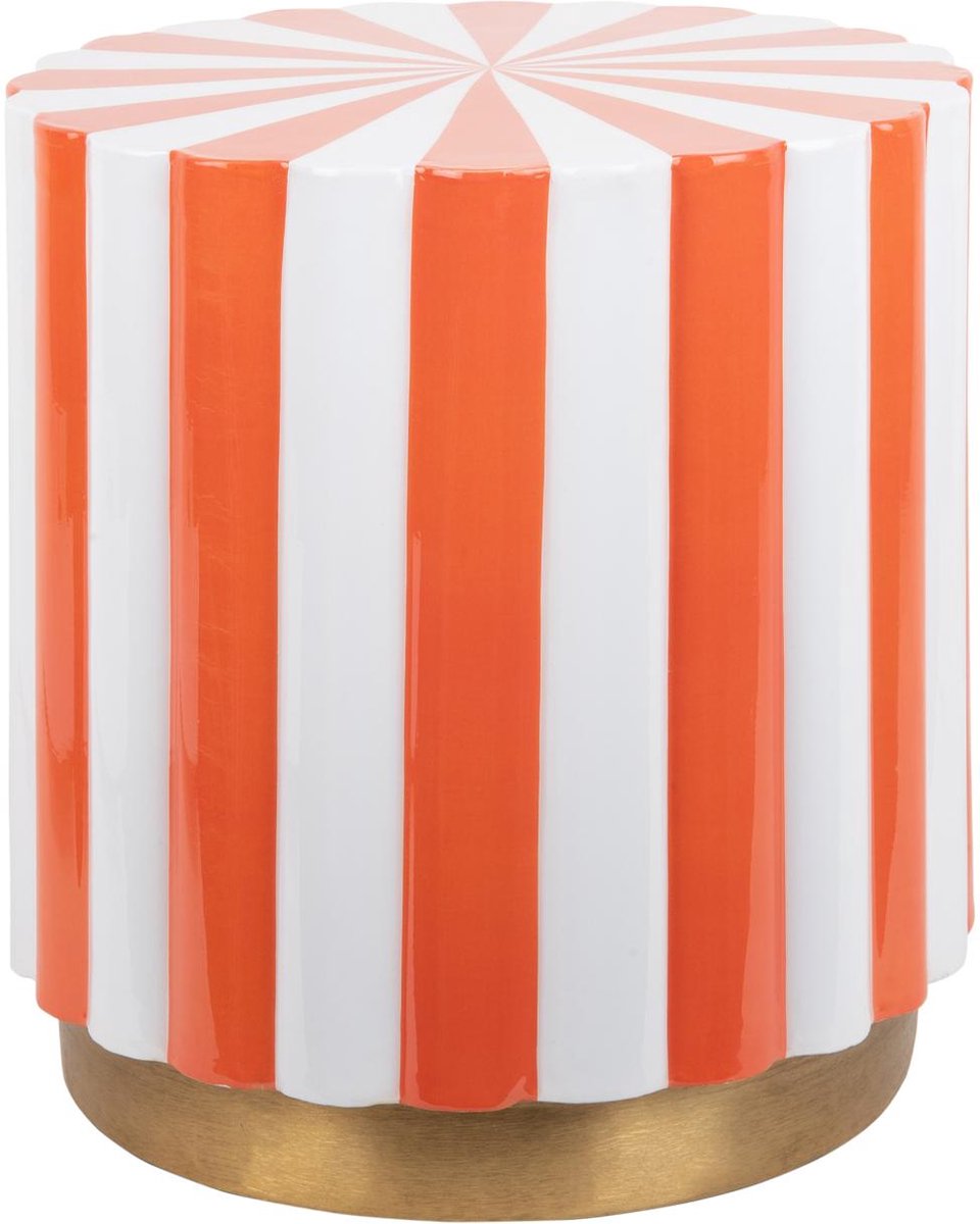 Leitmotiv Poef Candy Swirl - Oranje - Ø40cm - Modern