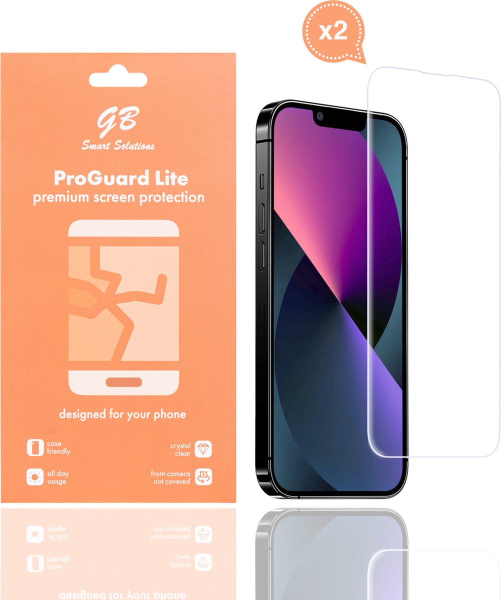 GB ProGuard Lite screenprotector - geschikt voor iPhone 13 - 13 Pro - 14 - 16e - 2 stuks - Ultradun Gehard Glas