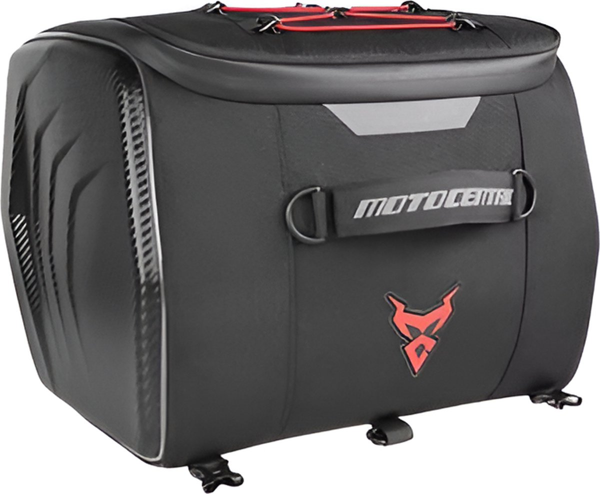 CarryQuest® - Motor Rugzak - Zadeltas Motor - Waterdichte Motorhelm Tas - Motorrugzak - 25L Capaciteit + Reflecterende Strips - Rood - Duurzaam 1200D Materiaal