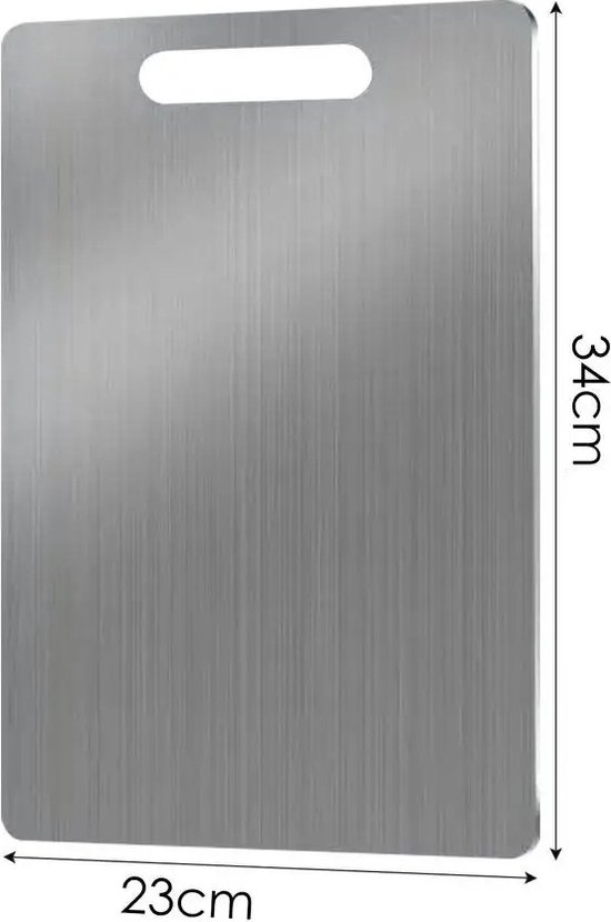 Planche à Découper En Acier Inoxydable 304 Antibactérienne - 34x23 Cm, Double Face, Silencieuse, Facile à Nettoyer