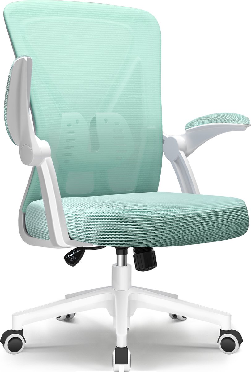 Elekiatech Ergonomische Bureaustoel - Bureaustoel - Opklapbare Armleuningen - Bureaustoelen voor Volwassenen - 150 Kg - Blauwgroen