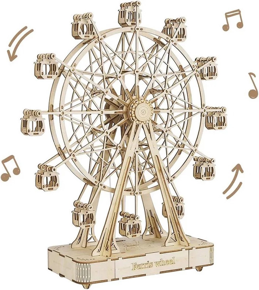 Puzzel  3d  Draaibaar  Houten Puzzel  Reuzenrad  232 stukjes  Met Muziek  Geschenk  Cadeau