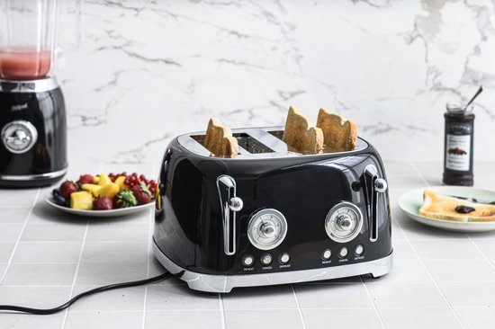 Foto: Broodrooster toaster zwart retro oldscool 4 sneden brood