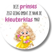 20 x Prinses Traktatie Stickers - Sluitstickers Prinses zwaait gedag omdat ze naar de kleuterklas mag - Kindertraktatie - Opvang - Peuterspeelzaal