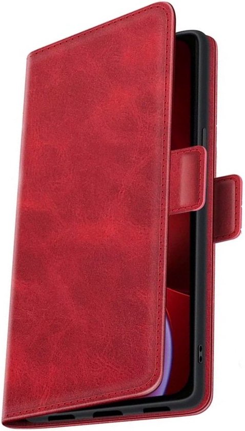 Mobiq - Étui portefeuille en cuir PU avec fermeture iPhone 16 Pro Max - rouge