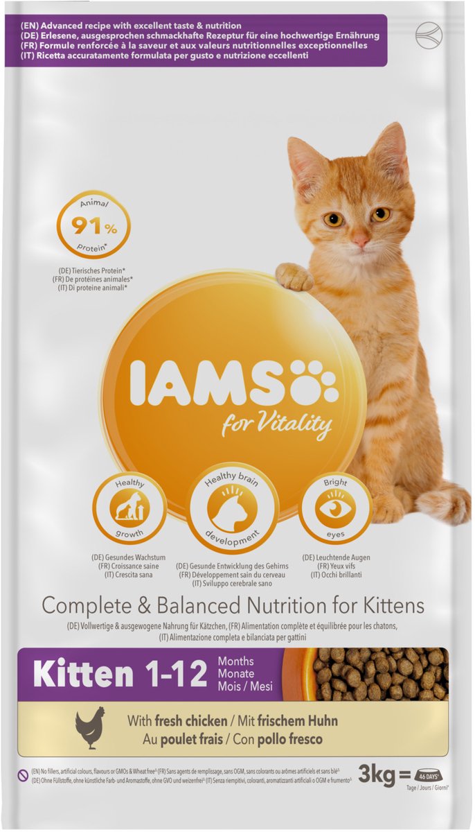 Iams Kitten & Junior - Kattenvoer - Kip - 3 kg