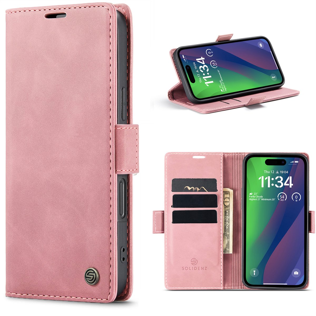 Solidenz Hoesje - Geschikt voor iPhone 16 Pro Max - Urban Book - Roze