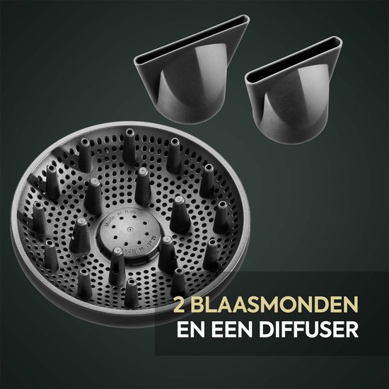 Grote diffuser en twee stylingmondstukken voor de BaByliss föhn.