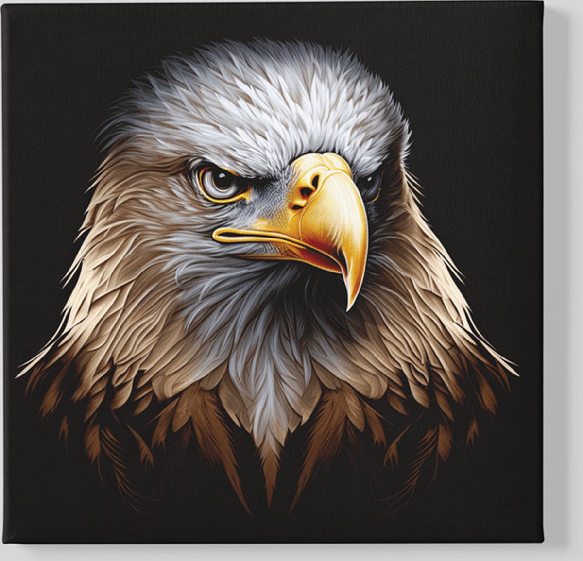 Trendex Global Vierkant Canvas Schilderij - Roofvogel - Adelaar - 60x60x2 cm Zwart