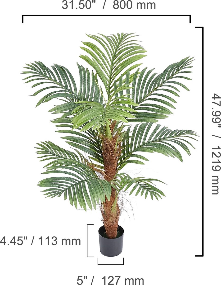 Jeghi® Kunstmatige Palmboom - Decoratieboom - Kunstplant - Set van 2 - 80x80x120cm - Veilig PE materiaal - Onderhoudsarm - Anti Tip - Eenvoudige Montage