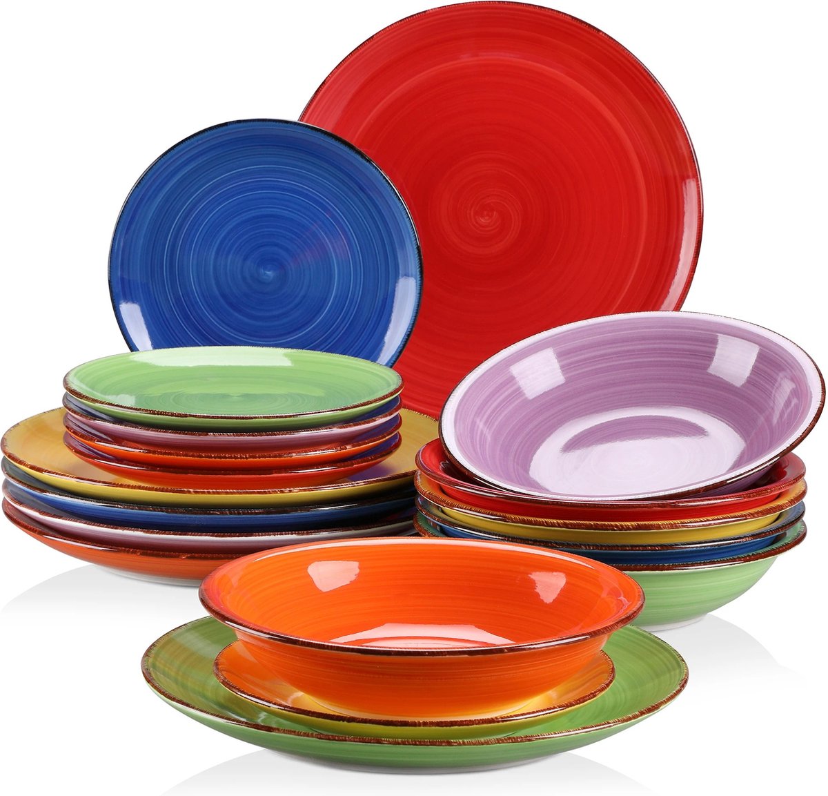 Roroa Luxe Serviesset 6 persoons 18 delig Borden Rond Porselein Servies Kleurarrangement