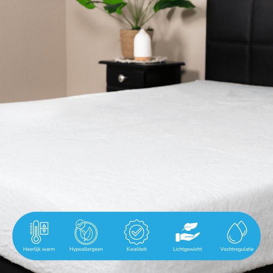 Hoeslaken Decoware® Teddy Fleece - Wit - 180 x 200 cm - Extra chaud et doux - Pour Matelas jusqu'à 30 cm d'épaisseur