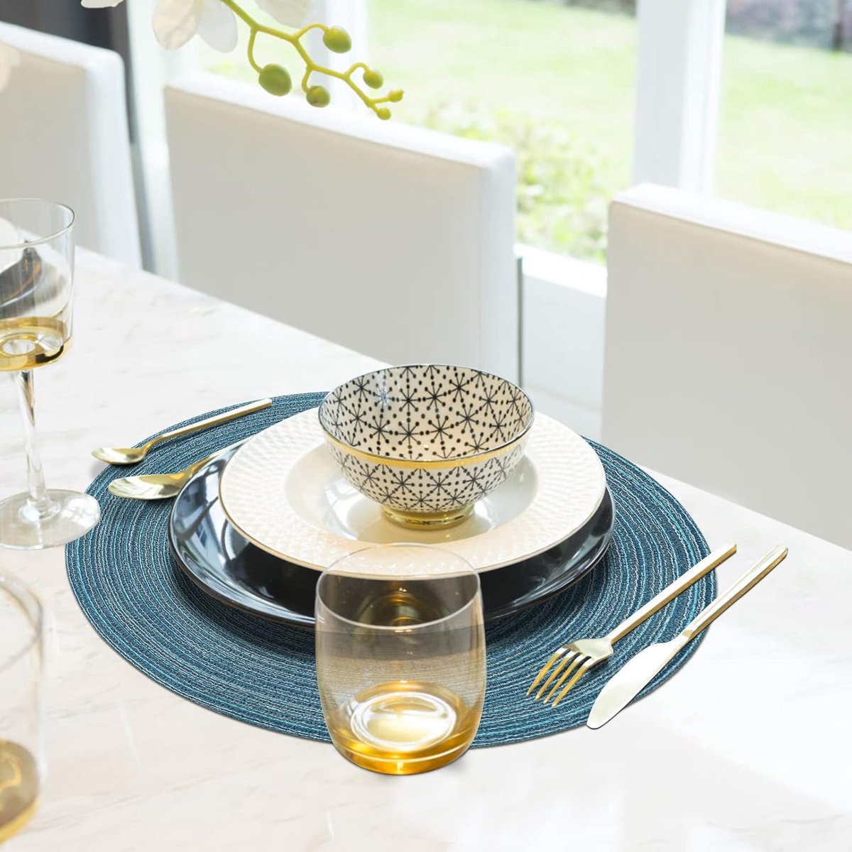 Set de Table Rond Lot de 6 Sets de Table Lavables 38cm Dessous De Table