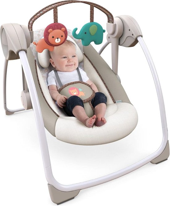Elektrische Schommelstoel Baby - Baby Swing - Wipstoel Baby's met Speelboog - Beige van Kidzrock — afbeelding 4