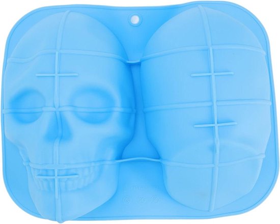 Halloween doodshoofd bakvorm spookschedel muffinvorm, 3D skelet cakevorm van aluminium, doodshoofd ijsblokjesvormen broodbakvorm voor muffins, cupcakes, cake, pudding, ijsblokjes en gelei