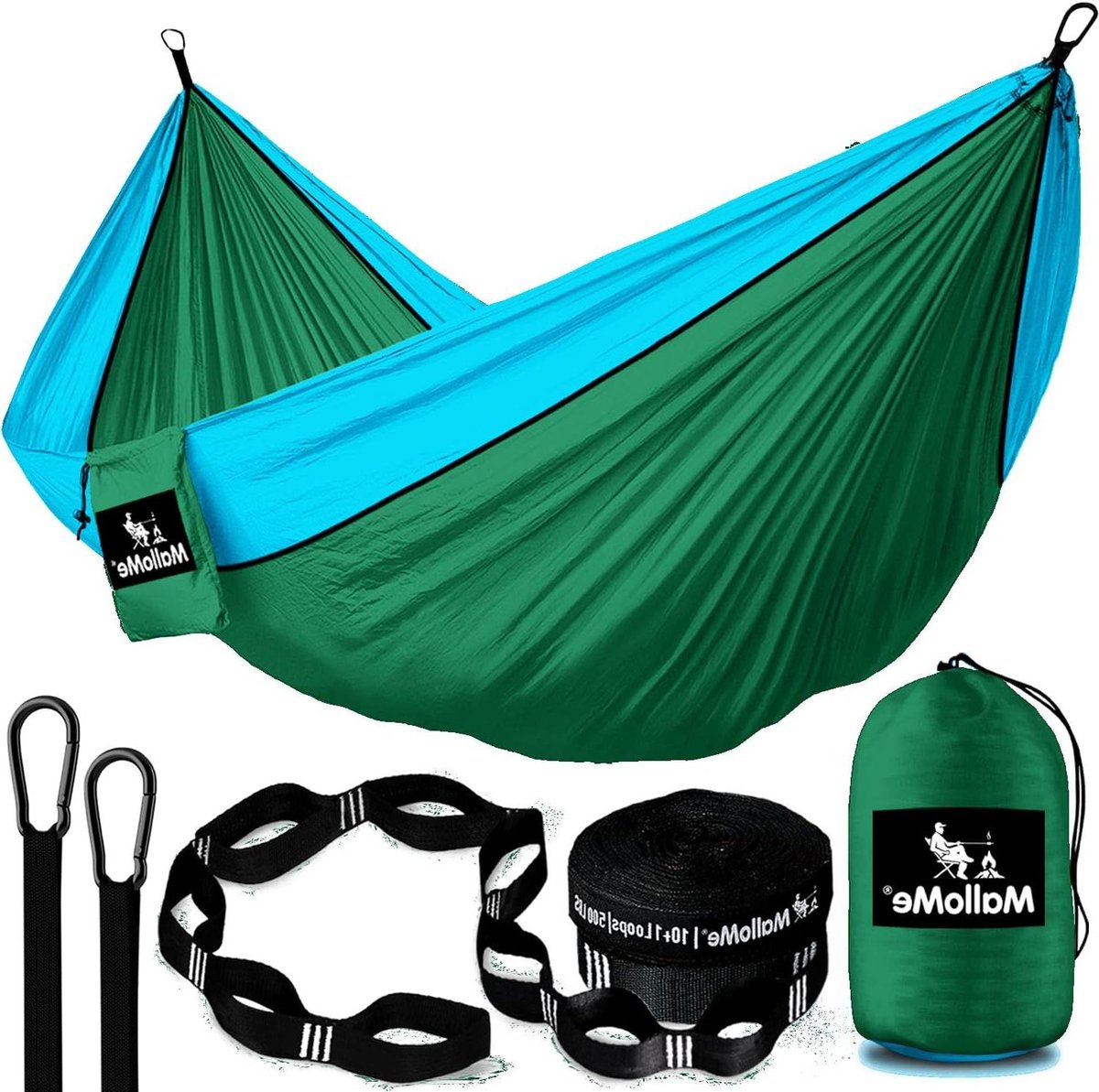 Dubbele hangmat 300 x 200 cm - ultralichte hangmat voor buiten - geschikt voor 2 personen - ademend en waterdicht - inclusief karabijnhaken hangmat 2 person