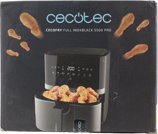 Freidora de aire | CECOTEC Cecofry Full Lnoxblack 5500 Pro, 1700 W, 5,5 l, Negro / Inox negro