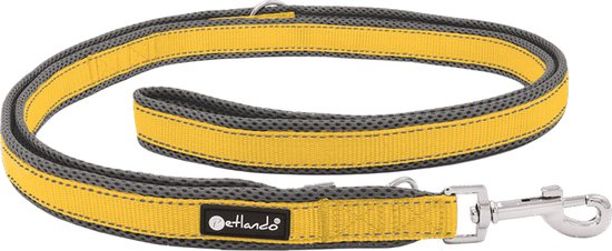 PETLANDO Outdoor (3-voudig) Verstelbare Hondenriem / Hondenlijn (GHL-312705) - Polyester - S - Lengte: 230 cm - Breedte: 15 mm - Geel / Reflecterend