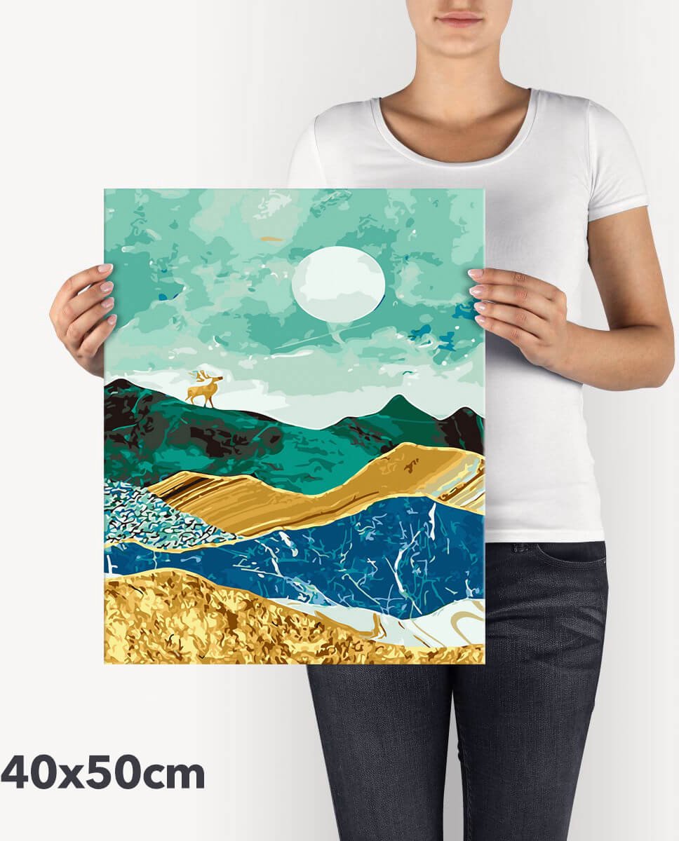 Schilderen Op Nummer Volwassenen DIY Paint By Number Compleet Hobby Pakket op Frame met Vernis - ®Arty Bee - Wonderland Marmer Rendier 40x50cm — afbeelding 4
