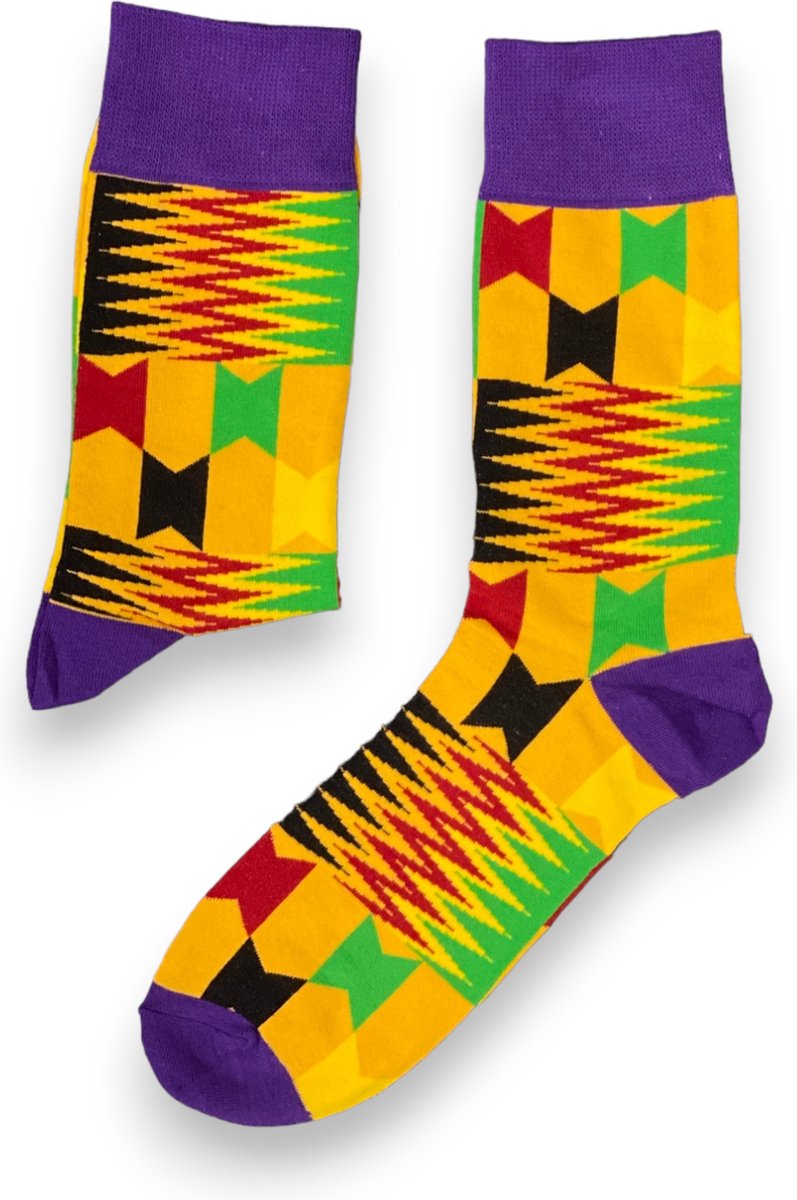 Afrikaanse sokken / Afro sokken / Kente sokken - Paars - Afrika print kousen / Happy Colorful Socks / Vrolijke sokken Maat 35-40