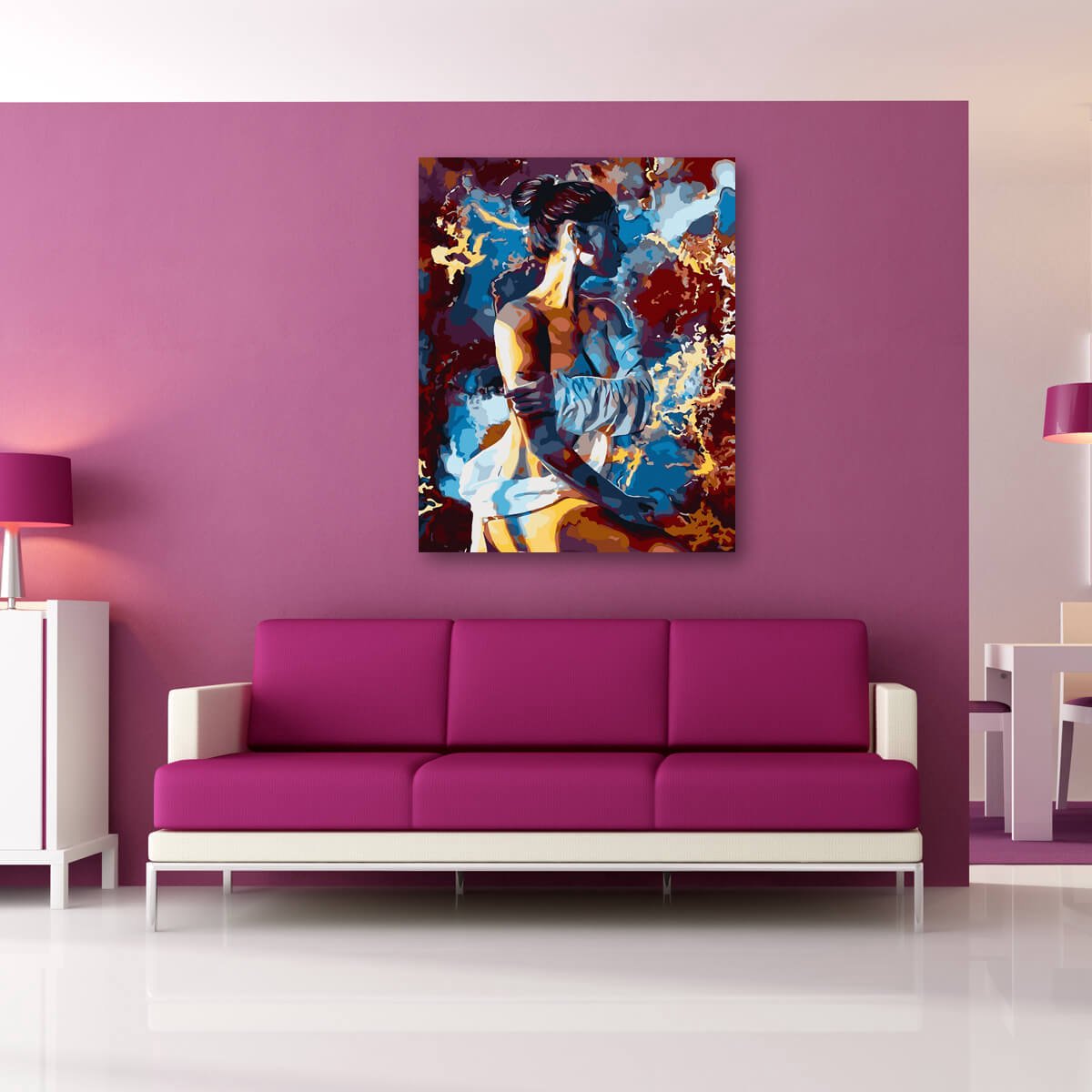Schilderen Op Nummer Volwassenen DIY Paint By Number Compleet Hobby Pakket op Frame met Vernis - ®Arty Bee - Vrouwelijke Gratie 40x50cm — afbeelding 3