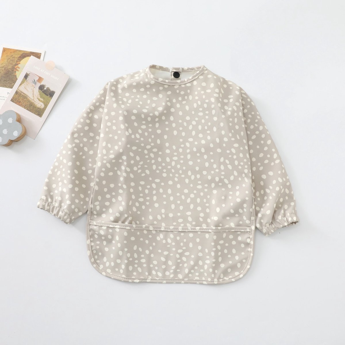 Goedkoopste Nieuwe collectie Kinderschort met lange mouwen - Waterproof slab - Schilderen - Eten - Knutselen - 6 maanden tot 4 jaar - Grijs/Wit