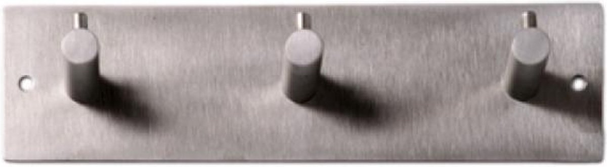 Siro Kapstok - 3 ophang haken - RVS - zilver - 19 x 5 cm - wandkapstok - voor hal of badkamer