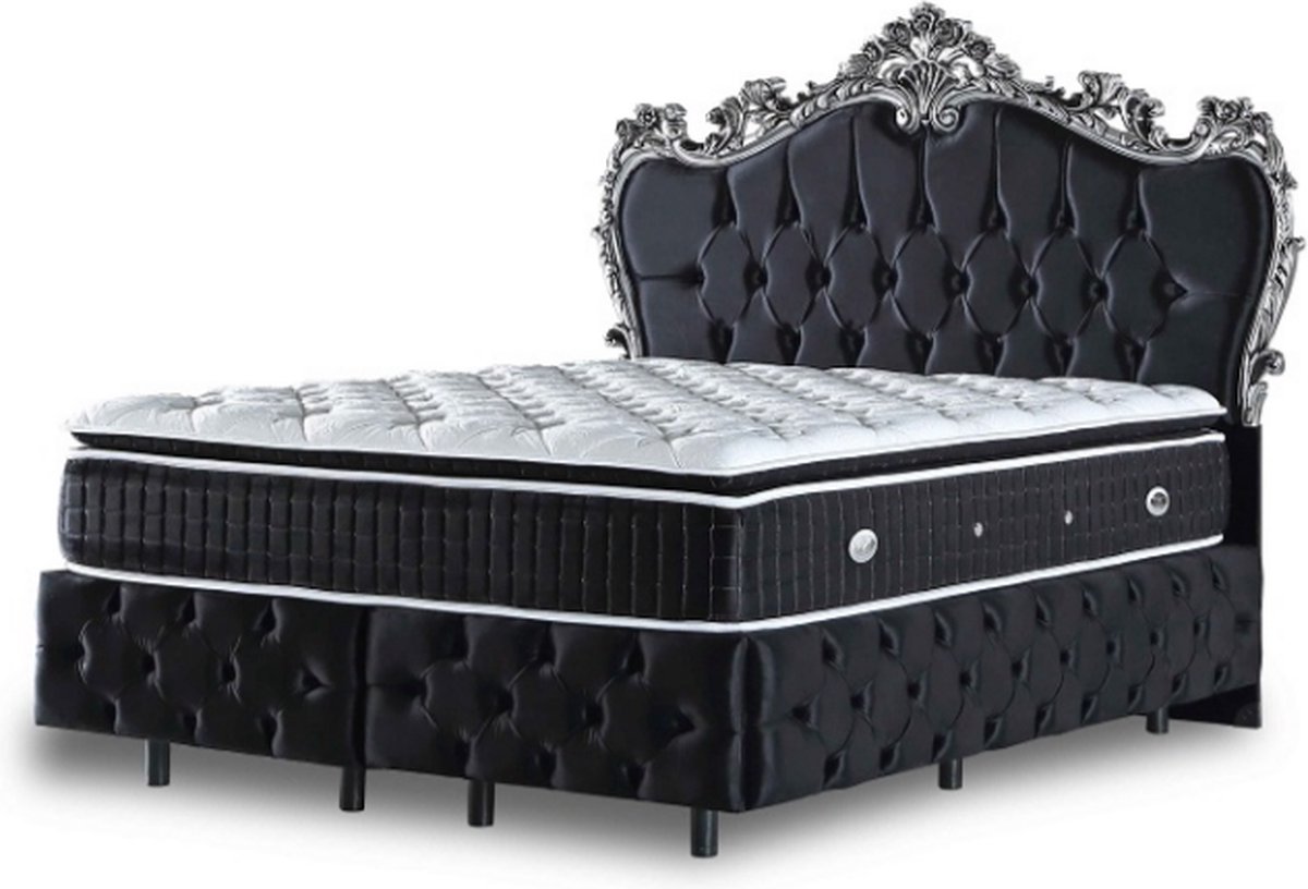 Nessa® Opbergruimte Boxspring King - 140x200 - Zwart Fluweel - Inclusief Orthopedisch Amerikaans Matras - Inclusief Topper