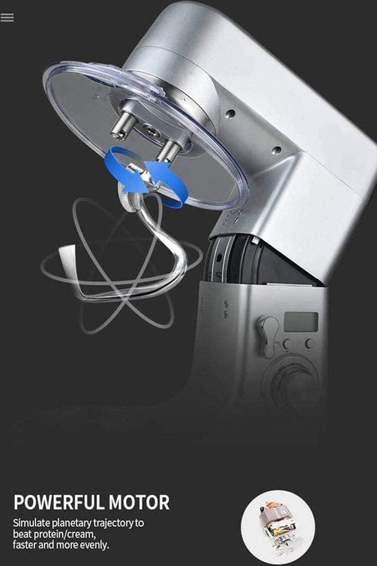 10 Litres 6 Speed Impulse Control LED Display K Scoop Dough Hook Hand Mixer + Baking Tray - MK-6043 — afbeelding 2