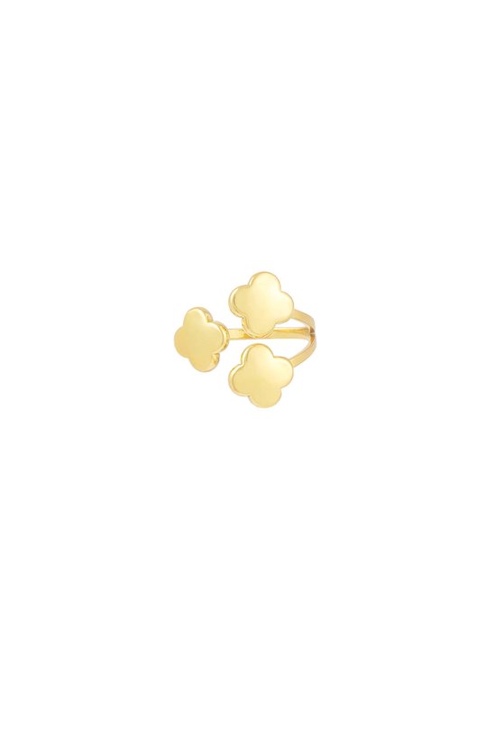 Ring triple klaver - goud - one size - stainless steel