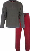 MEQ Heren Pyjama - Polo Sluiting - 100% Katoen - Rood - Maat XL