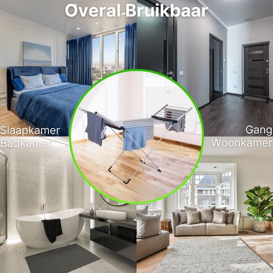 DreamGoods Elektrisch Droogrek - Instelbare Verwarming & Timer - Verwarmd Wasrek Inklapbaar - Duurzaam Drogen - Verwarmd Droogrek - Elektrisch Wasrek - Wasrek Inklapbaar - Droogrek met Verwarming Energiezuinig